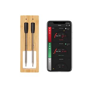 VWXRCW Smart Wireless Meat Thermometer (2 Probes), Kitchen Food Thermometer IP67 Waterproof 50meters Long-Distance Connection 36h Long-Life SUS304 Food-Grade Stainless Steel, Cooking for BBQ，Oven
