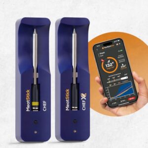 MeatStick Chef Duo Bundle [2-Probe/650ft Range] | Quad Sensors Smart Wireless Meat Thermometer with Bluetooth | for Grilling, BBQ, Air Fryer, Deep Frying, Oven, Sous Vide, Rotisserie