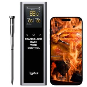 Typhur Sync One Smart Wireless Meat Thermometer Digital: Standalone Base for Quick and Easy Control, Unlimited Range WiFi & Bluetooth, Proven Stronger Signal Stability, for BBQ Grill Oven Smoker