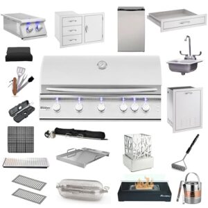 AMS Fireplace | Summerset Sizzler Pro 40" Built-in Liquid Propane Grill Package-4 | Double Side Burner | 3-Drawers & Access Door Combo | Refrigerator, Vented Propane Tank, Utensils Drawer and More