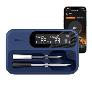 Wireless Meat Thermometer Dual Probes for Smoker, Fitflavor 5G WiFi Meat Thermometer Bluetooth for Grill BBQ, Smart Digital Meat Probe for Food Cook Oven Grilling Rechargeable