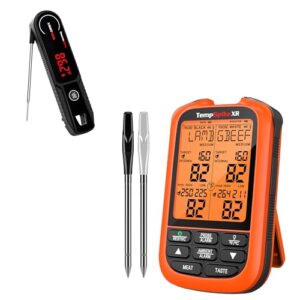 ThermoPro Lightning 1-Second Instant Read Meat Thermometer, Calibratable Kitchen Food Thermometer +ThermoPro TempSpike XR 1000FT Wireless Meat Thermometer Digital with 2 Upgraded Ultra-Thin Probe