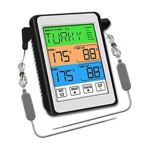 zhanghong Kitchen thermometer Meat Thermometer for Grilling and Smoking with 2 Temperature Probes for Beef Turkey Candy Deep Fry Cooking BBQ