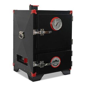 Big Wood Smoker Heavy Duty Charcoal Cabinet Smoker for Outdoor BBQ Grills Cooking, Black