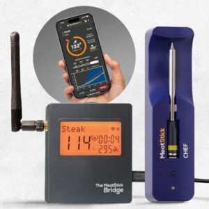 MeatStick Chef WiFi Kit [Unlimited Range] | Quad Sensors Smart Wireless Meat Thermometer with Bluetooth | for Grilling, BBQ, Air Fryer, Deep Frying, Oven, Sous Vide, Rotisserie