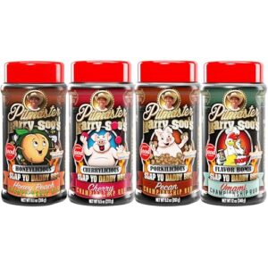 Slap Yo Daddy BBQ Flavor Bomb Umami, Porkilicious Pecan, Cherrylicious Ribs Cherry and Honeylicious Honey Peach (4 Rubs) 12oz Bundle