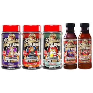 Slap Yo Daddy BBQ Hot Burn, All American Sauces (2 Sauces) 15oz and SCA Competition Steak, Texas Brisket Magic and Flavor Bomb Umami (3 Rubs) 12oz Bundle