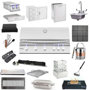 Summerset 40" SIZPRO Package 2 (Propane Gas) Built-In Grill, Double Side Burner, Three Drawer & Access Door, Sink & Faucet, 26" Utensil Drawer, Trash/Proapane Tank Storage, Rotisserie Kit and more