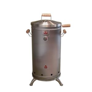 QUE ASADOR (MEDIUM 30LBS) Stainless Steel Barrel Charcoal Smoker - Vertical Grill with Thermometer and Ventilation System, Slow Cooking Smoker, Portable Indoor and Outdoor
