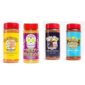 Meat Church BBQ Rub Combo: Honey Hog 14 oz, Holy VooDoo 14 oz, Holy Cow 12 oz and Holy Gospel 14 oz