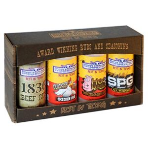 SuckleBusters Texas BBQ Rub Gift Box: Best BBQ Rubs for All-Purpose, Beef, Chicken, Pork & Fish, Grilling and Smoking, Gluten-Free, No MSG Shaker (4 Pack Set)