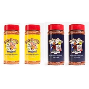 Meat Church BBQ Rub Combo: Two Bottles of Honey Hog (14 oz) BBQ Rub and Seasoning & BBQ Rub Combo: Two Bottles of Holy Cow (12 oz) BBQ Rub and Seasoning