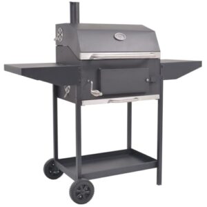 ZJMTOCYU BBQ Charcoal Smoker with Bottom Shelf, for Grilling and Smoking Meat, Fish, and Vegetables, Black