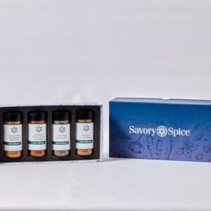 Savory Spice: The Essential BBQ & Grilling Collection - BBQ Rub Spice Gift Set of Essential Grill Seasonings & Meat Rubs for Grilling (4-Jar Box)