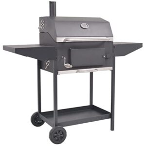 VRAXO BBQ Charcoal Smoker with Bottom Shelf Black,Outdoor Grills-57.9lbs