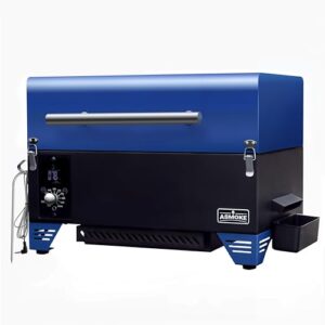 Portable Pellet Smoker Grill - AS350 256 sq. Pellet Smoker Grill w/Meat Probe, ASCA System™ Pellet Grill, Easy to Clean Portable Smoker, Auto Temp Control 8-In-1 Small Table Top Smoker, Blue