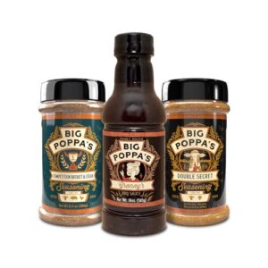 Big Poppa's Steak Bundle – Tasty BBQ Set Featuring Steak Seasoning, BBQ Rub & BBQ Sauce – Flavorful BBQ Seasoning Trio for BBQ Enthusiasts - Great for Steaks, Ribs, and Brisket Seasoning