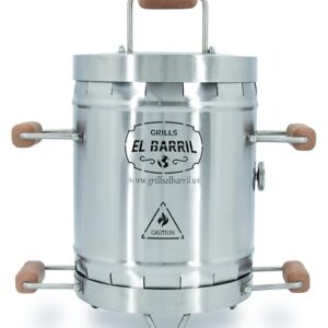 EL BARRIL 13lbs Smoker Grill Combo, Stainless Steel Barrel Charcoal Smoker – Smoke or Grill, Portable Outdoor Smoker with Grilling Accessories