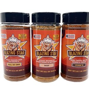 Blazing Star BBQ Barbecue Bundle (All-In-One Seasoning/Beef Rub & Seasoning/Pork'n Rub & Seasoning)