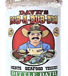 Dave's Rub a Dub Dub Dittle Datil Seasoning Dry Rub BBQ Low Sodium Spice Blend for Meats Seafood Veggies 5 OZ Shaker Bottle 6 Pack