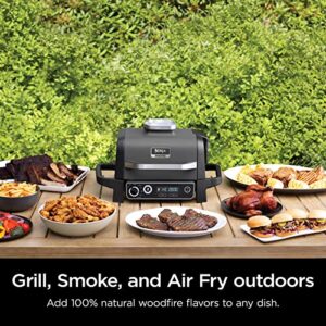 Ninja OG751 Woodfire Pro Outdoor Grill with Built-In Thermometer, 7-in-1 Master Grill,BBQ Smoker & Outdoor Air Fryer plus Bake, Roast, Dehydrate,& Broil, Woodfire Technology, with Robust Blend Pellets