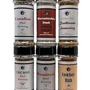 Premium | STEAK SEASONING Dry Rub Variety 6 Pack | Chicago Steak Seasoning | Canadian Steak Seasoning | Worcestershire Steakhouse Seasoning | Montreal Steak Seasoning | Cowboy Rub | Texas Roadhouse Seasoning | All Natural and Crafted in Small Batches
