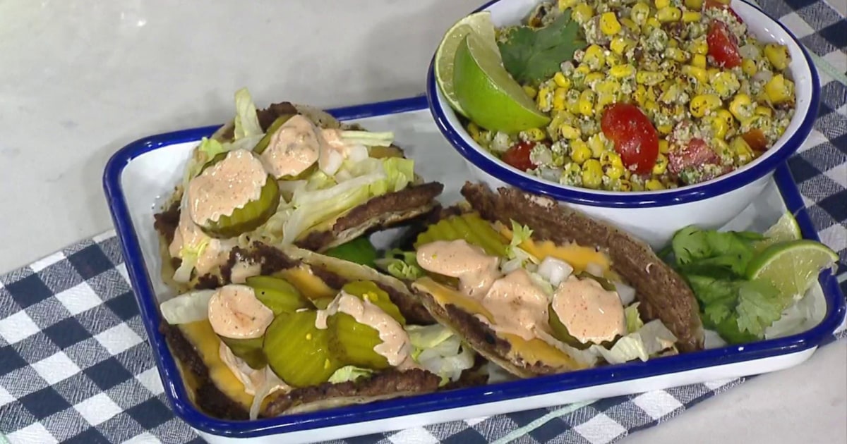 Grill Dad’s BBQ Smash Burger Tacos & Corn Elote Salad Recipe