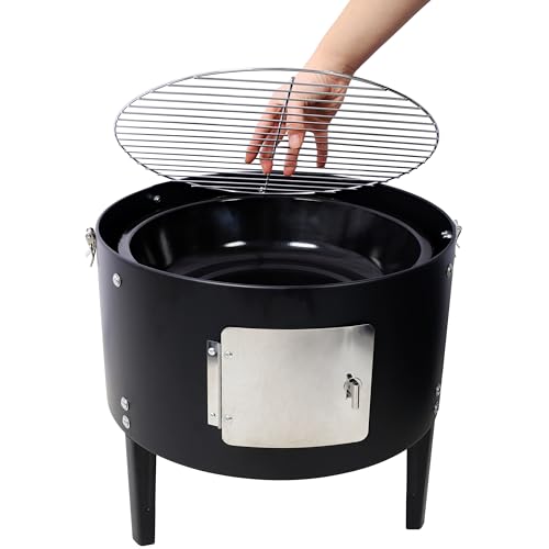 Pro Heavy-Duty Charcoal Smoker Grill, 17" Steel BBQ Outdoor Cooking Pit - Image 3