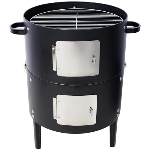 Pro Heavy-Duty Charcoal Smoker Grill, 17" Steel BBQ Outdoor Cooking Pit - Image 2
