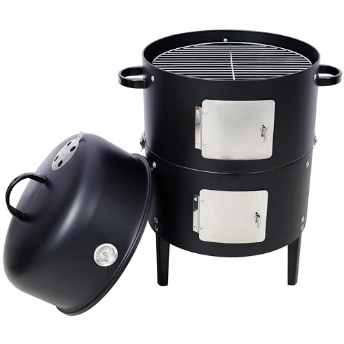 Pro Heavy-Duty Charcoal Smoker Grill, 17" Steel BBQ Outdoor Cooking Pit - Image 5