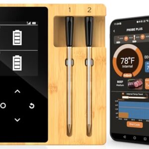 Smart Accurate Wireless Meat Thermometer - 2 Probes for BBQ, Smoking, Grilling, Cooking with Real-Time Alerts, Long Range Bluetooth, Dishwasher Clean, Waterproof for Indoor Outdoor Kitchen Use