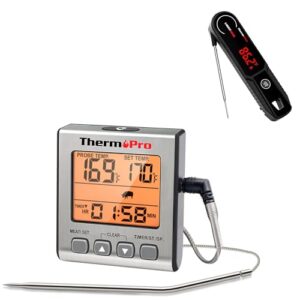 ThermoPro TP16S Digital Meat Thermometer for Cooking and Grilling, BBQ Food Thermometer+ThermoPro Lightning 1-Second Instant Read Meat Thermometer, Kitchen Food Thermometer
