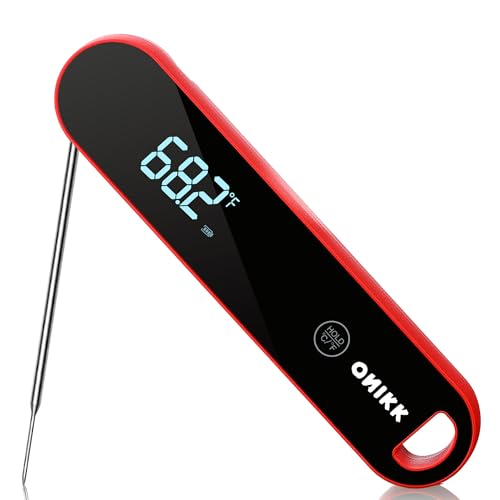 ONIKK Meat Thermometer Digital, 0.6 Sec Instant Read Food Thermometer, ±0.5℉ Accuracy, IPV7 Waterproof, Motion Sensing, for Cooking Grilling, Frying, Steak, Oven, Candy, Outdoor BBQ Accessories