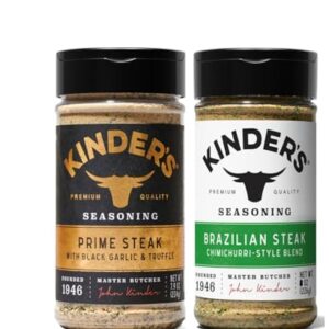 Prime Steak with Black Garlic and Truffle seasoning, 7.9 oz, kinders, And Brazilian Steakhouse Seasoning, 8.6 oz, kinders