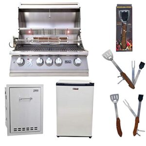 Lion Premium Grills 32-Inch Liquid Propane Grill L75000 with Lion Multi-Functional Drawer and Lion Refrigerator Package Deal with 5 in 1 BBQ Tool Set