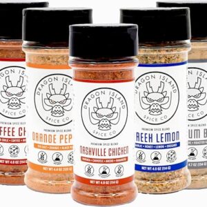 Dragon Island Spice Company - Fusion Blends Spice Set |Seasoning Gift Pack - Chicken Rub, Beef Seasoning, Spice Gift For Dad - 5 Spice Jars