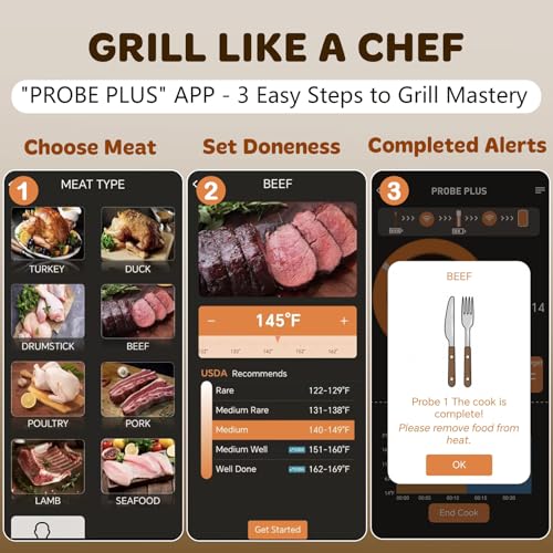 Pro BBQ Bluetooth Meat Thermometer 2 Probes Wireless Grill Kitchen Cooking - Image 3