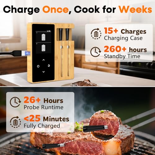 Pro BBQ Bluetooth Meat Thermometer 2 Probes Wireless Grill Kitchen Cooking - Image 5