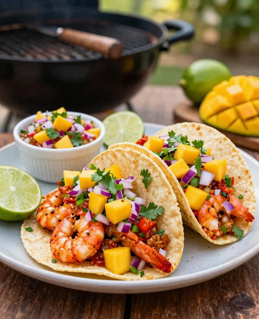 Delicious Grilling Recipes: 10 Mouthwatering Shrimp Dishes to Try This Summer - 2. Spicy Shrimp Tacos with Mango Salsa 1