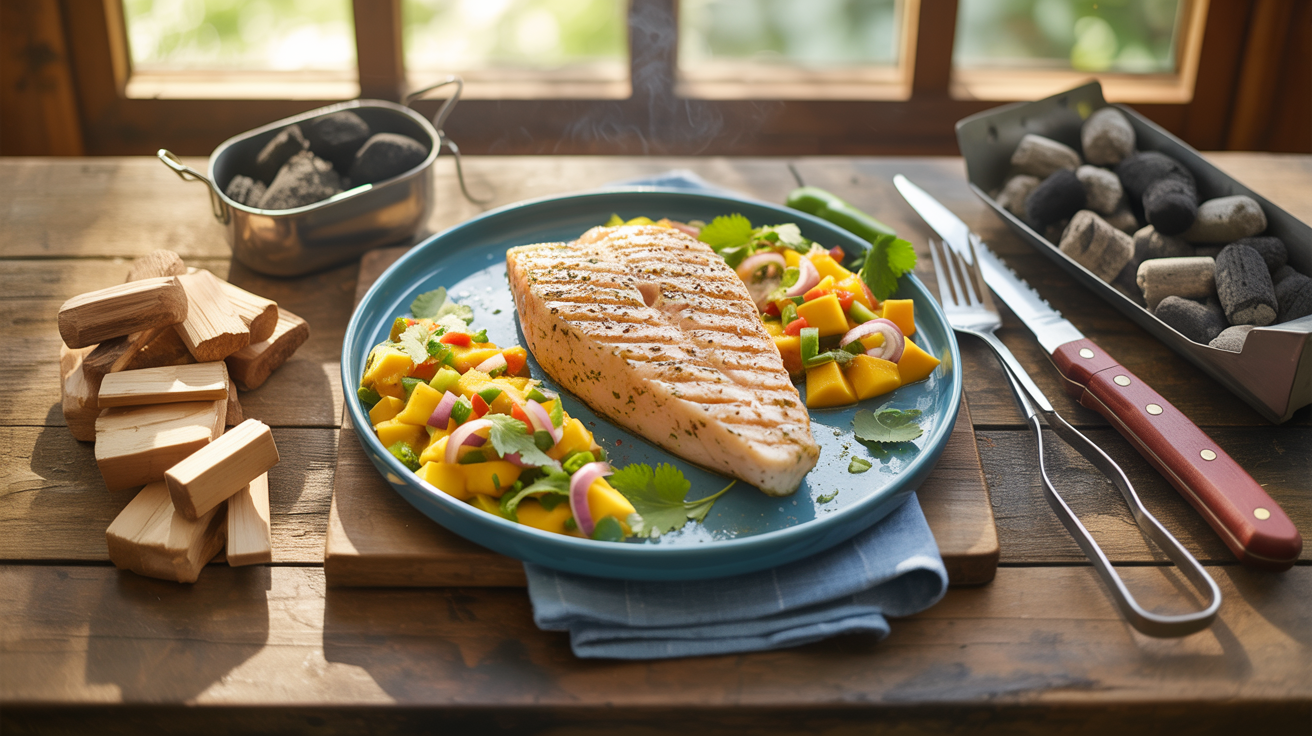 Grilled Swordfish Recipe with Mango Salsa - Perfect Summer ingredients