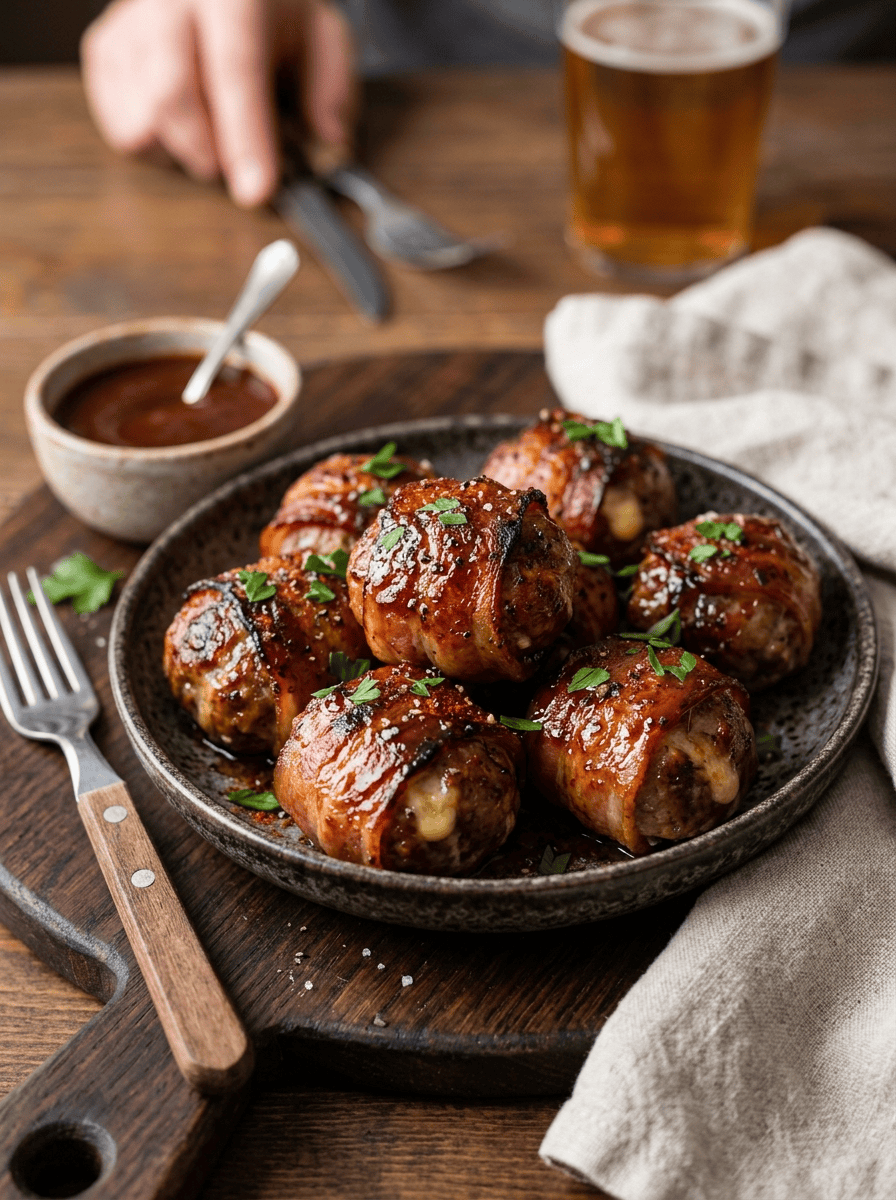 Smoked Bacon Wrapped Meatballs Recipe | BBQ Perfection detail