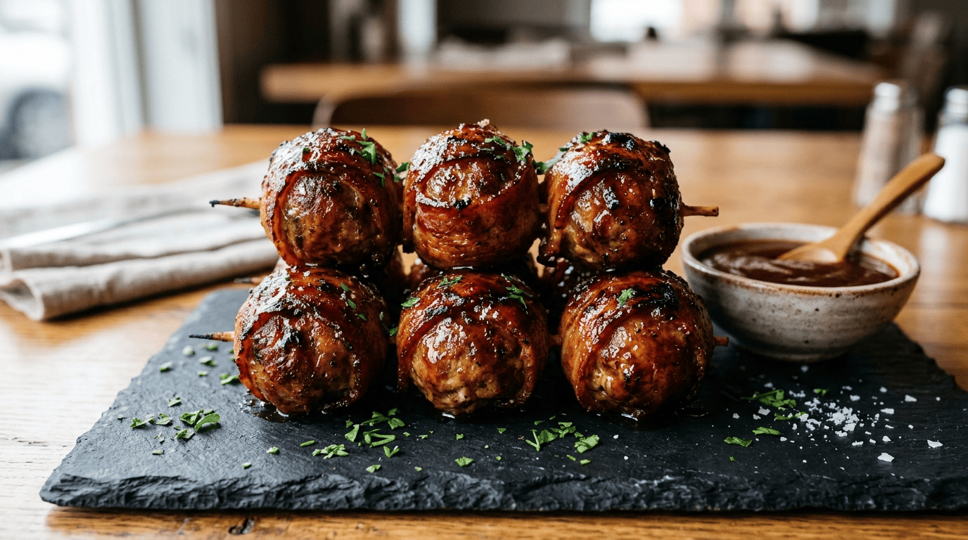 Smoked Bacon Wrapped Meatballs Recipe | BBQ Perfection