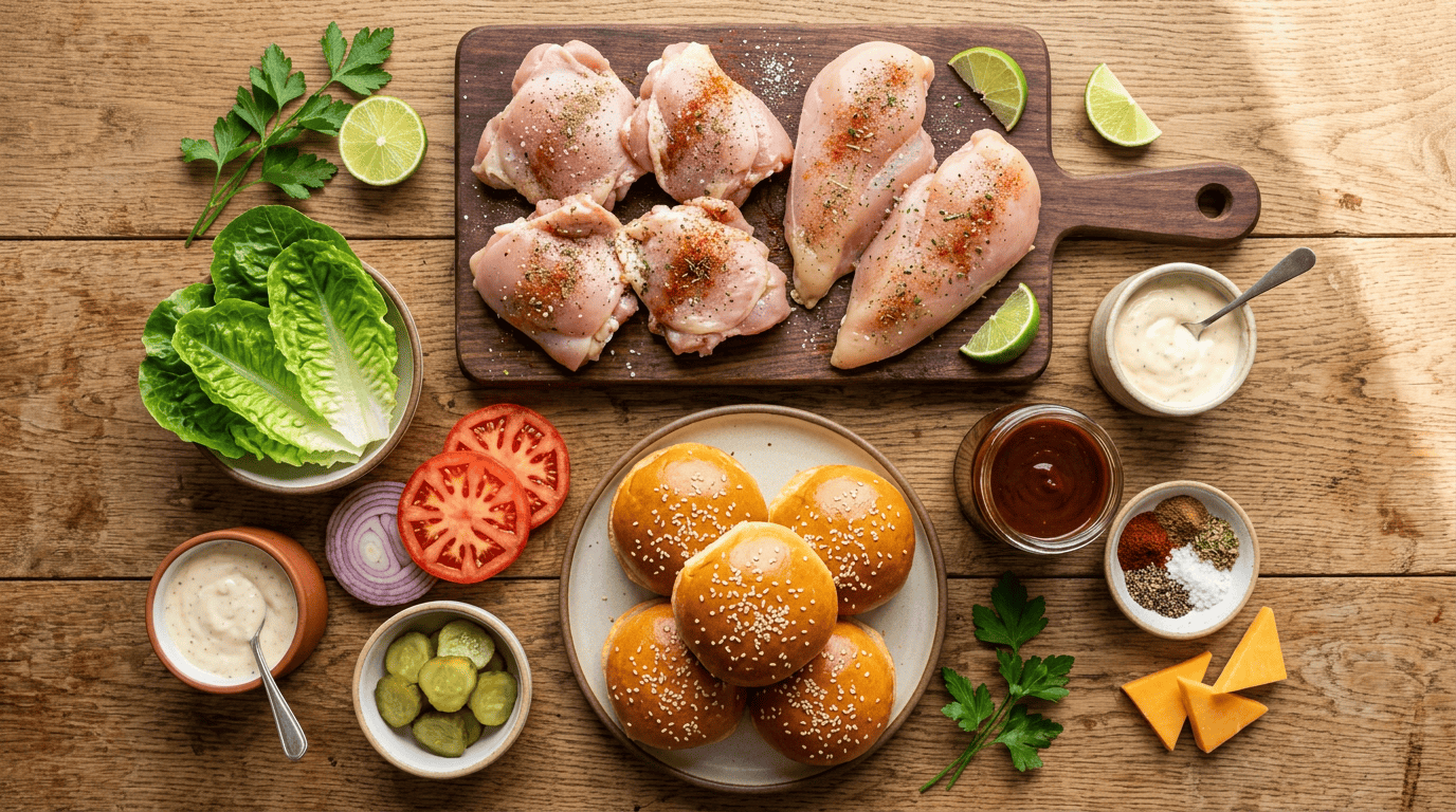 Grilled Chicken Sliders Recipe – Juicy BBQ Mini Sandwiches ingredients